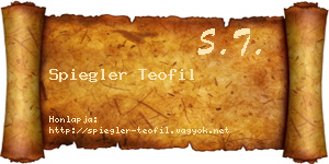Spiegler Teofil névjegykártya